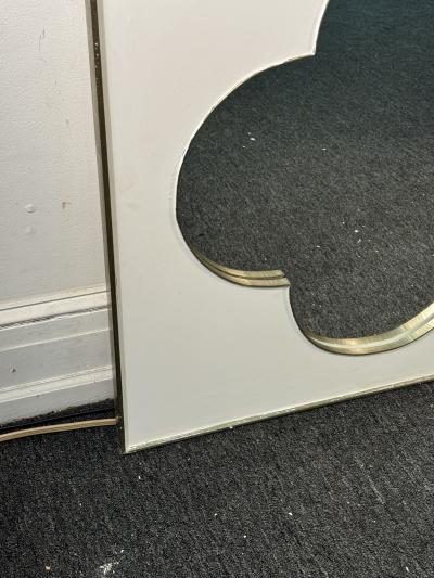 MODERNIST SILVER LEAF AND WHITE ENAMEL CLUB DESIGN MIRROR