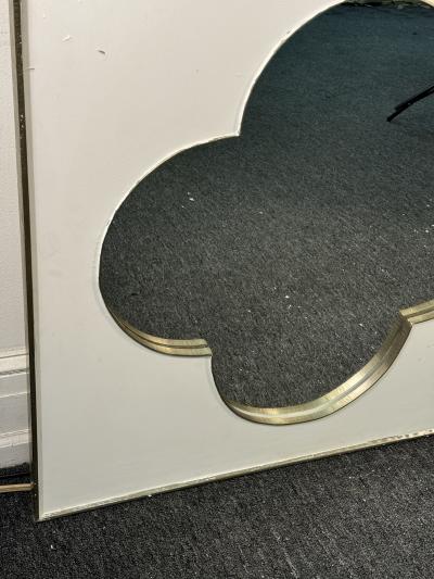 MODERNIST SILVER LEAF AND WHITE ENAMEL CLUB DESIGN MIRROR