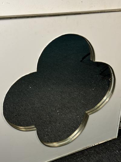 MODERNIST SILVER LEAF AND WHITE ENAMEL CLUB DESIGN MIRROR