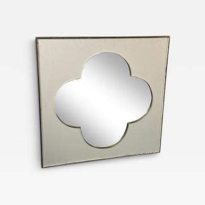 MODERNIST SILVER LEAF AND WHITE ENAMEL CLUB DESIGN MIRROR