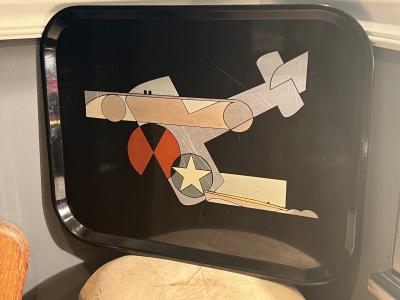 MODERNIST SPIRIT OF TRANSPORTATION INLAID METALS ART DECO TRAY