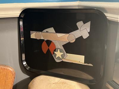 MODERNIST SPIRIT OF TRANSPORTATION INLAID METALS ART DECO TRAY