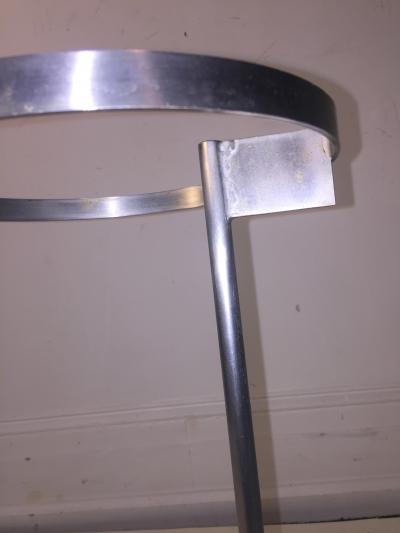 MODERNIST STEEL AND ROUND WOOD BASE UMBRELLA STAND