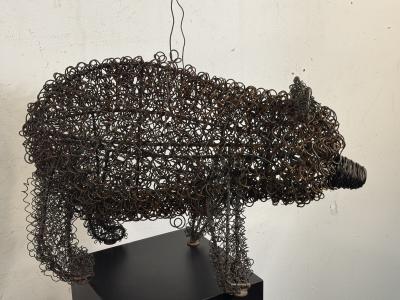 MODERNIST WIRE BEAR SCULPTURE