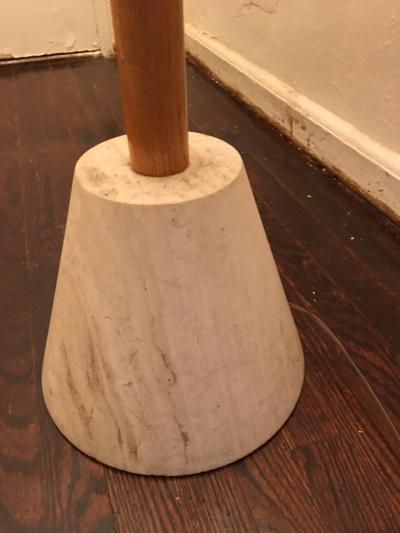 MODERNISTIC ITALIAN FRAMED GLASS AND TRAVERTINE MARBLE PALM TREE FLOOR LAMP