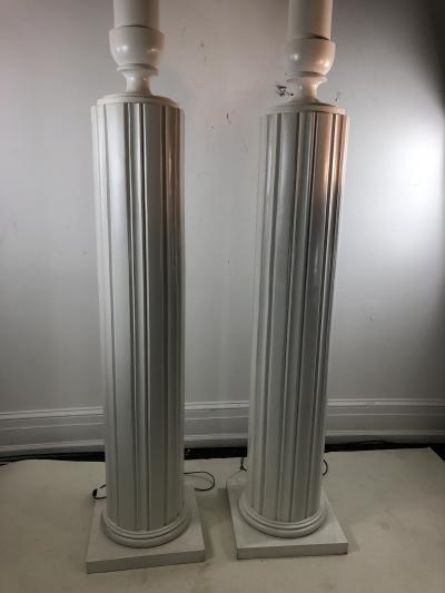 MONUMENTAL CUSTOM ART DECO REVIVAL CARVED WOOD TORCHIERES