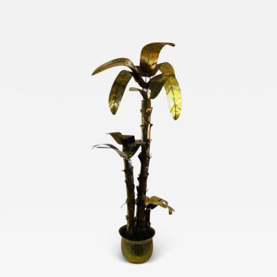 MONUMENTAL ITALIAN BRASS PALM TREE IN POT SCULPTURE