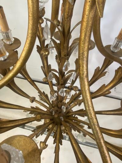 MONUMENTAL ITALIAN GILT METAL AND CRYSTAL CHANDELIER