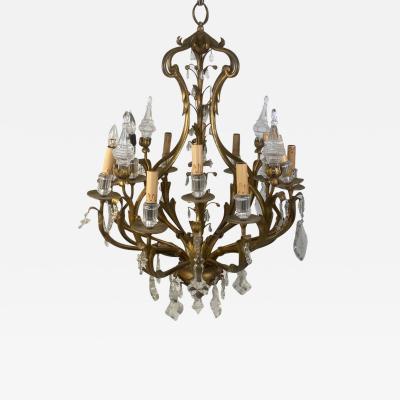 MONUMENTAL ITALIAN GILT METAL AND CRYSTAL CHANDELIER