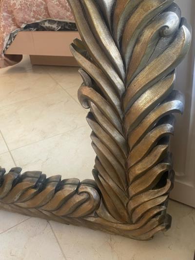 MONUMENTAL MODERN SILVERED PALM FROND MIRROR