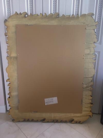 MONUMENTAL MODERN SILVERED PALM FROND MIRROR