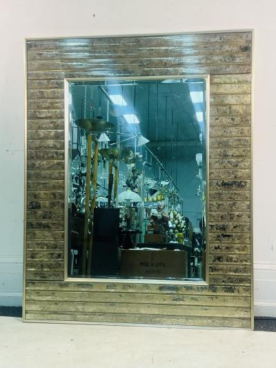 MONUMENTAL MODERNIST RIBBED DESIGN EGLOMAISE MIRROR