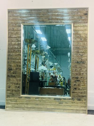 MONUMENTAL MODERNIST RIBBED DESIGN EGLOMAISE MIRROR