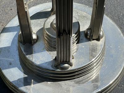 MONUMENTAL NICKELED BRONZE ART DECO REVIVAL TORCHIERES