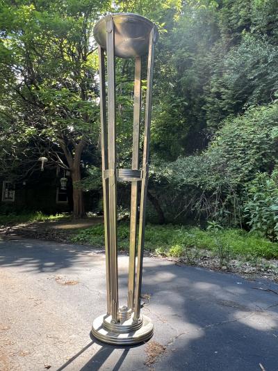 MONUMENTAL NICKELED BRONZE ART DECO REVIVAL TORCHIERES