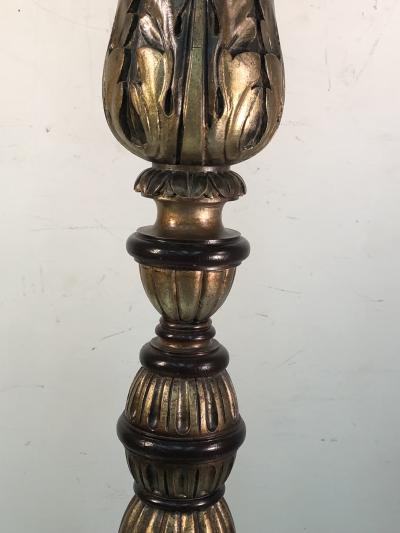 MONUMENTAL PAIR OF ORNATE BAROQUE CARVED WOOD TORCHIERES