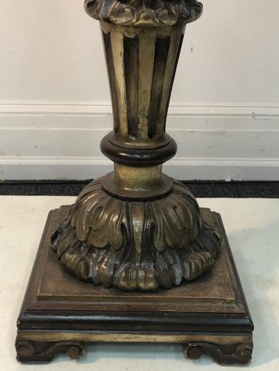 MONUMENTAL PAIR OF ORNATE BAROQUE CARVED WOOD TORCHIERES