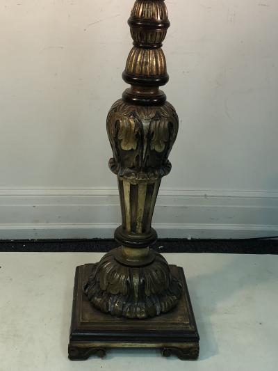 MONUMENTAL PAIR OF ORNATE BAROQUE CARVED WOOD TORCHIERES