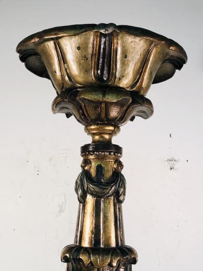 MONUMENTAL PAIR OF ORNATE BAROQUE CARVED WOOD TORCHIERES