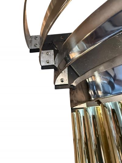 MONUMENTAL SUPERB MODERNIST ART DECO BRASS CHROME GLASS ROD SCONCES