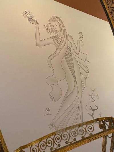 MONUMENTAL1940s ITALIAN GILT WROUGHT IRON AND ETCHED MIRROR