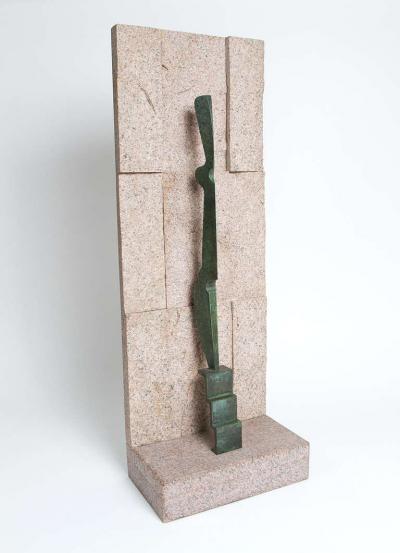 MORTON ROSENGARTEN STYLIZED ABSTRACT BRONZE SCULPTURE KOUROS GODDESS BY MORTON ROSENGARTEN