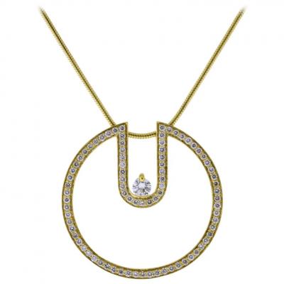 MOVADO DIAMOND CIRCLE PENDANT NECKLACE