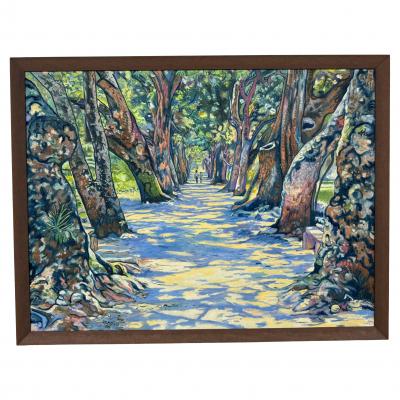 Maalva Hamdi Large 42 x 32 Walking on a Trail Painting