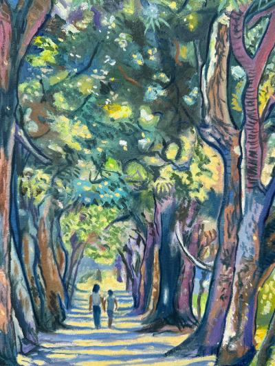 Maalva Hamdi Large 42 x 32 Walking on a Trail Painting