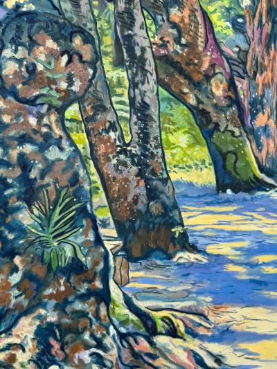 Maalva Hamdi Large 42 x 32 Walking on a Trail Painting