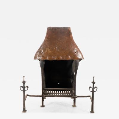 Mackay Hugh Baillie Scott Hand Forged Iron and Copper Fireplace in the Style of Baillie Scott