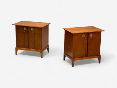 Maddox Mid Century Modern Walnut Stainless Steel Nightstands USA 1960s