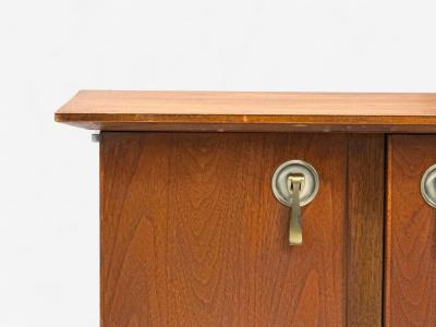 Maddox Mid Century Modern Walnut Stainless Steel Nightstands USA 1960s