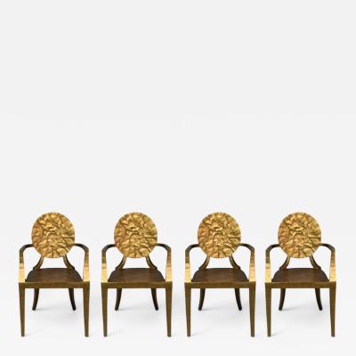 Made Goods Hammered Gilt Iron Six Daphne Dining Chairs Philippines 21st C 