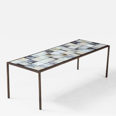 Mado Jolain Mado Jolain Ceramic Tile and Iron Coffee Table France c 1950