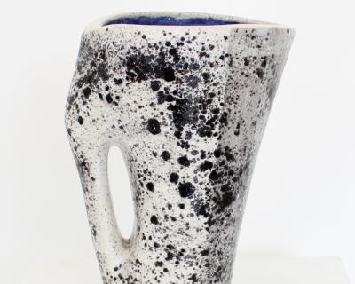 Mado Jolain Mado Jolain French Ceramic Vase Abstract Black White and Grey Blue Interior