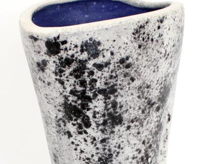 Mado Jolain Mado Jolain French Ceramic Vase Abstract Black White and Grey Blue Interior