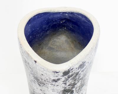 Mado Jolain Mado Jolain French Ceramic Vase Abstract Black White and Grey Blue Interior