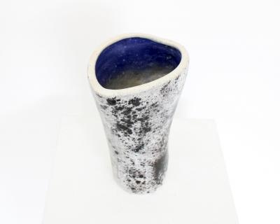 Mado Jolain Mado Jolain French Ceramic Vase Abstract Black White and Grey Blue Interior