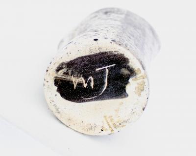 Mado Jolain Mado Jolain French Ceramic Vase Abstract Black White and Grey Blue Interior