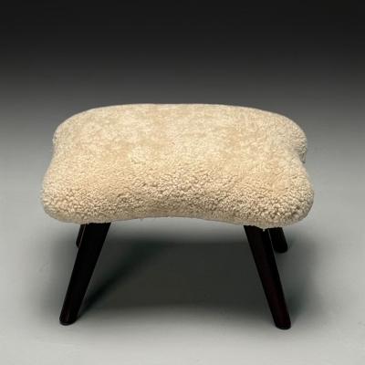 Madsen Sch bel Madsen Schubell Attr Danish Modern Organic Form Footstool Shearling 1960s