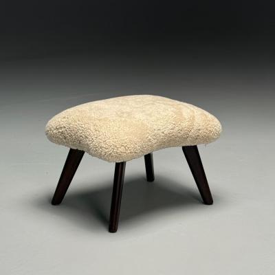 Madsen Sch bel Madsen Schubell Attr Danish Modern Organic Form Footstool Shearling 1960s