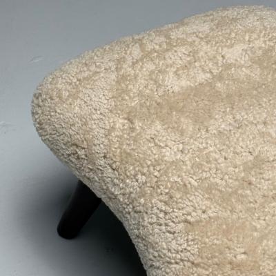Madsen Sch bel Madsen Schubell Attr Danish Modern Organic Form Footstool Shearling 1960s