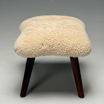 Madsen Sch bel Madsen Schubell Attr Danish Modern Organic Form Footstool Shearling 1960s