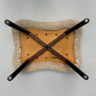 Madsen Sch bel Madsen Schubell Attr Danish Modern Organic Form Footstool Shearling 1960s