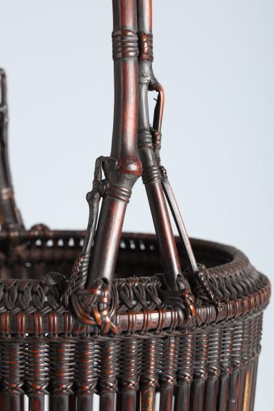 Maeda Chikubosai I Flower Basket with Natural Bamboo Handle and Antique Arrow Shafts 1920s 1930s