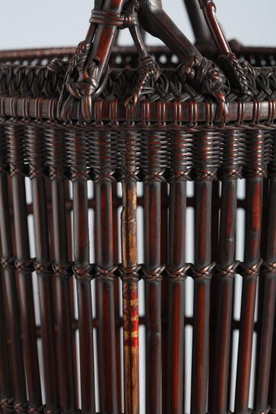 Maeda Chikubosai I Flower Basket with Natural Bamboo Handle and Antique Arrow Shafts 1920s 1930s