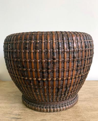 Maeda Chikubosai I Japanese Woven Bamboo Brazier by Maeda Chikubosai I