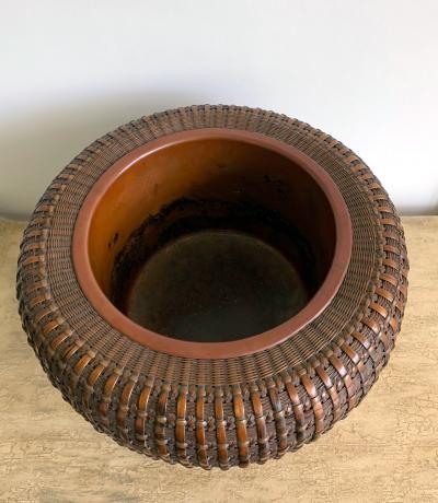 Maeda Chikubosai I Japanese Woven Bamboo Brazier by Maeda Chikubosai I