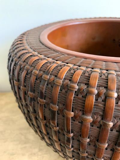 Maeda Chikubosai I Japanese Woven Bamboo Brazier by Maeda Chikubosai I